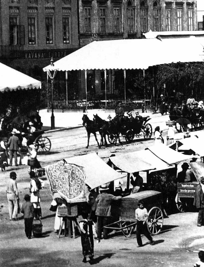 Kavana »Europa« na trgu bana Josipa jelačića oko 1898. godine